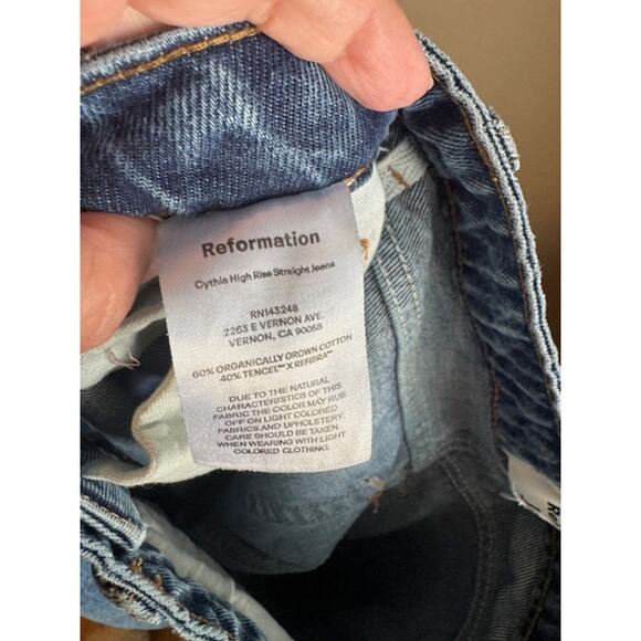 Reformation Cynthia High Rise Straight Jeans Fauna Embroidery 26 - Picture 9 of 11